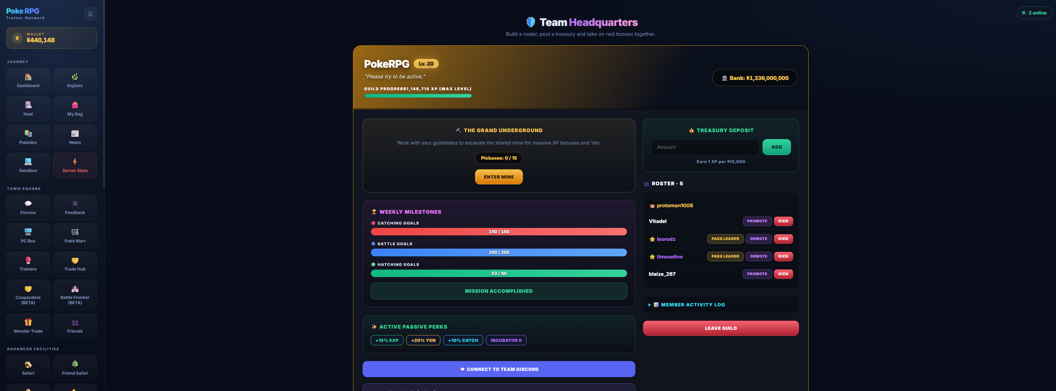 A guild headquarters page